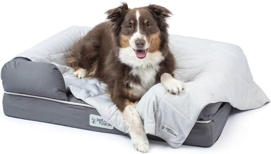 PetFusion Premium Cat and Dog Cooling Blanket. Lightweight Pet Blanket | Machine Washable | Multiple Sizes: for Pets Small to Extra-Large | Multiple Colors: Grey and Brown