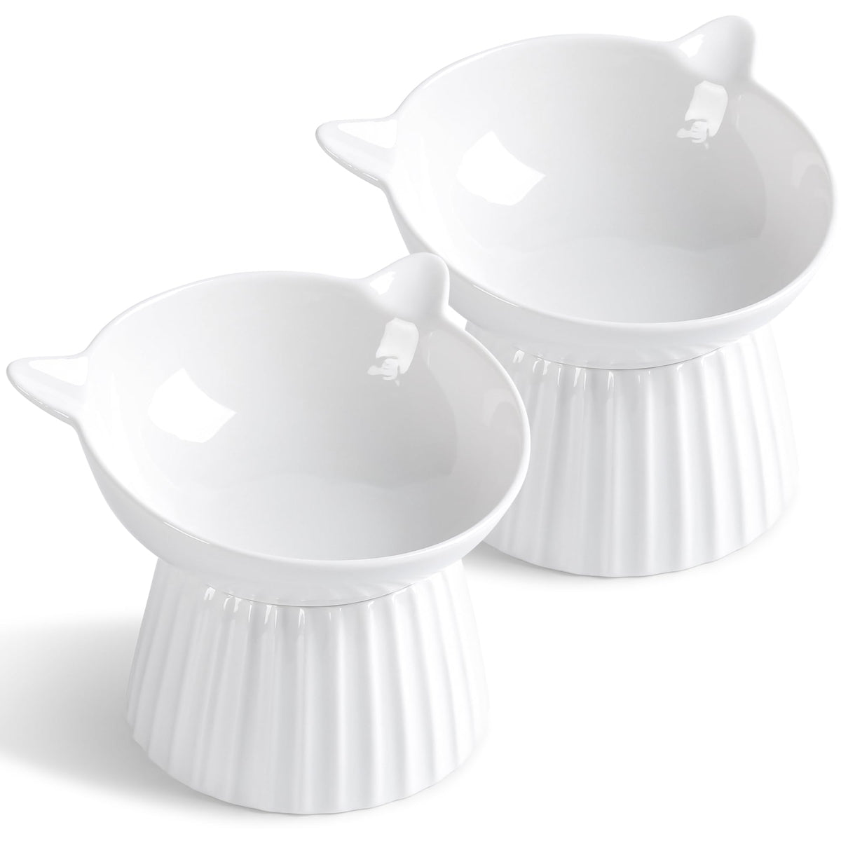 Ceramic Raised Cat Bowl,Tilted Raised Cat Bowl Anti Vomit Cat Bowls for Indoor Cats Whisker Friendly Pet Feeder for Cats Puppies, Microwave and Dishwasher Safe
