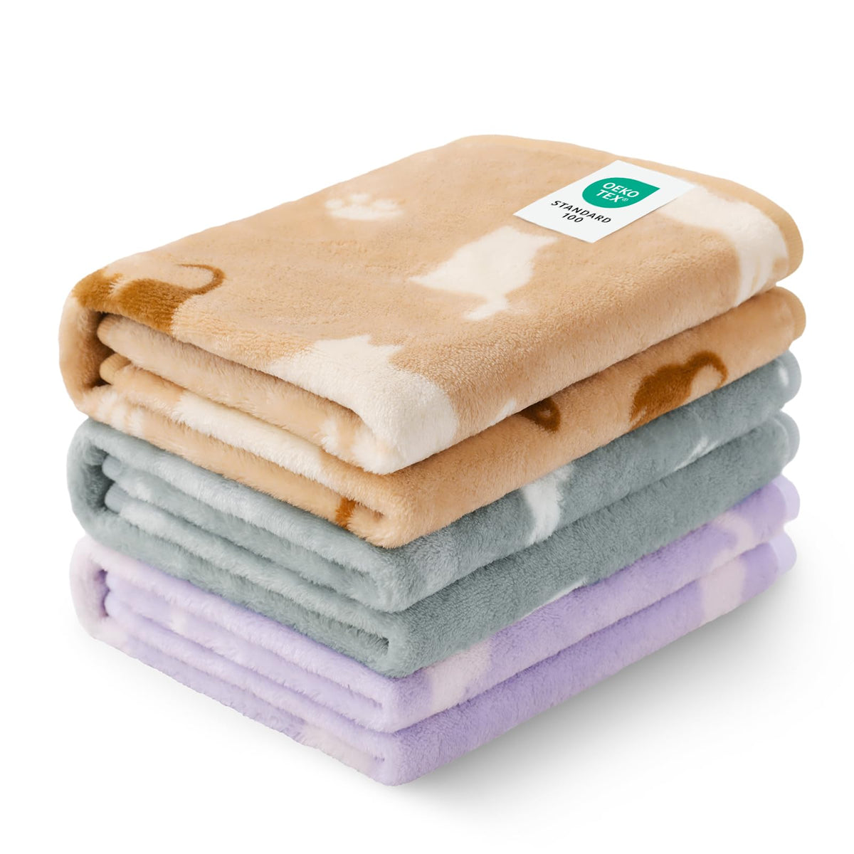 Luciphia 1 Pack 3 Blankets Fluffy Premium Fleece Pet Blanket Flannel Paw Printed Throw for Dog Cat(Small 23x16'', Grey)