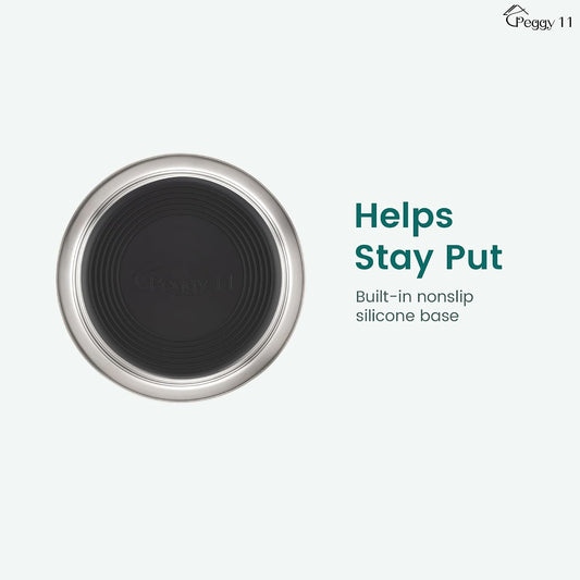 PEGGY11 Deep Stainless Steel Dog Bowls, 3 US Cup Each, 2-Pack