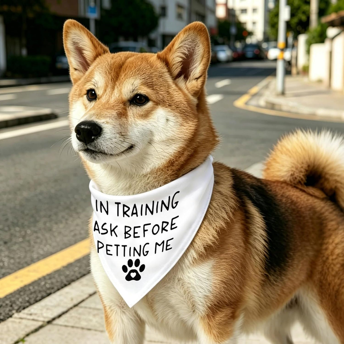 Funny Assistance Dog Bandana in Training Ask Before Petting Me Triangle Bibs Pet Scarf Gift for Dog (Ask Before Petting Me)