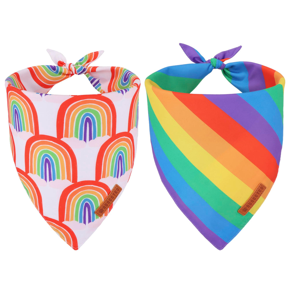 ADOGGYGO Rainbow Dog Bandana, 2 Pack Pride Bandana for Dogs, X-Large