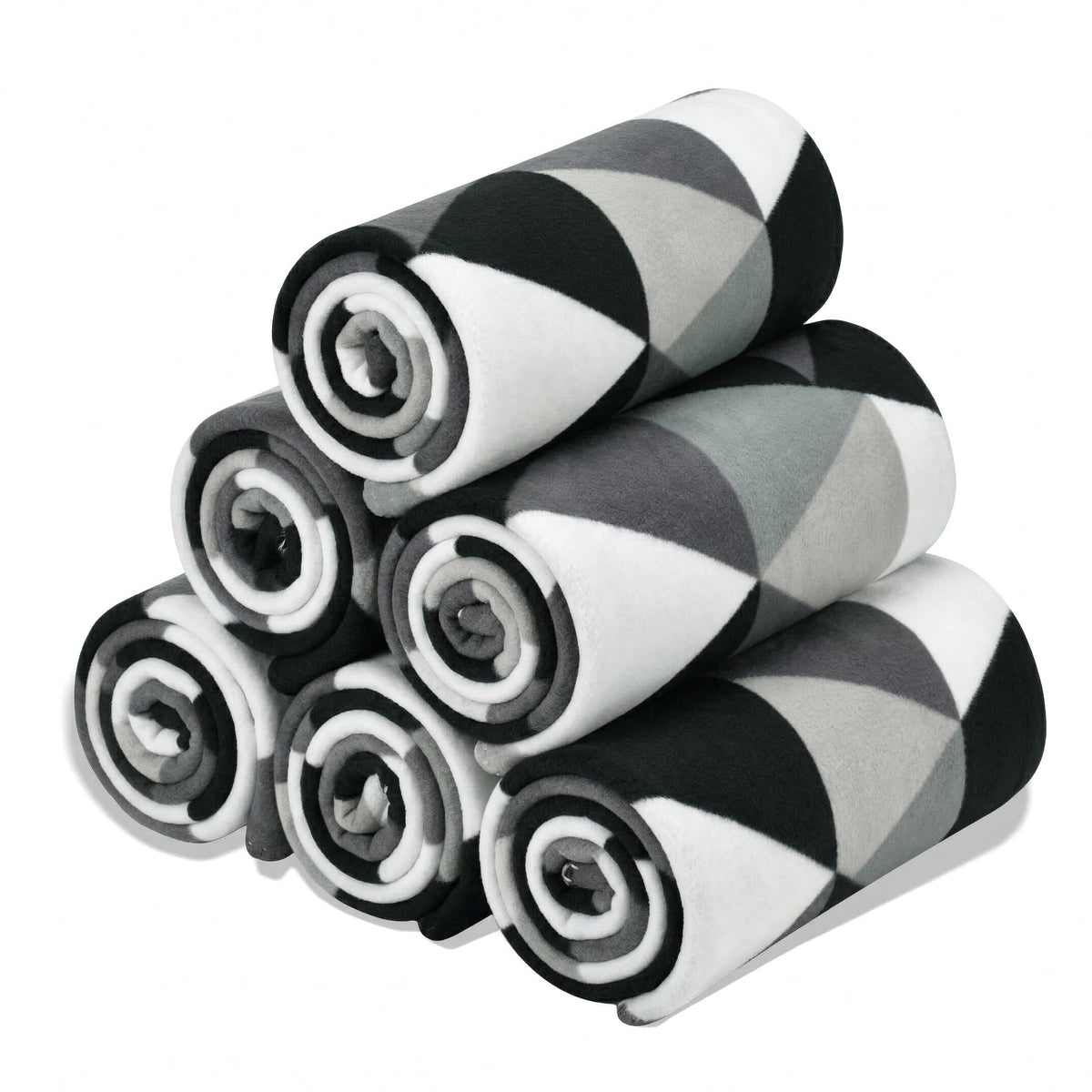 CAI TENG Fleece Throw Blankets Lightweight Warm for Soft Cozy Pet-Friendly Bulk Fleece Blanket Solid for Home, Bed, Sofa, Dorm, Office, Gifts, Outdoor (Black, Pack of 6-50 x 60 inch)