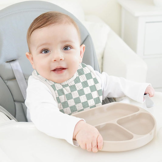 Bearmoss 100% Cotton 10 Pack Muslin Baby Bibs for Drooling and Teething