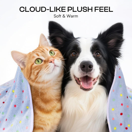 1 Pack 6 Blankets Dog Cat Soft Fluffy Fleece Pet Blanket Warm Cute Print Design Puppy Kitten Blanket Doggy Dot Small(23"x16")