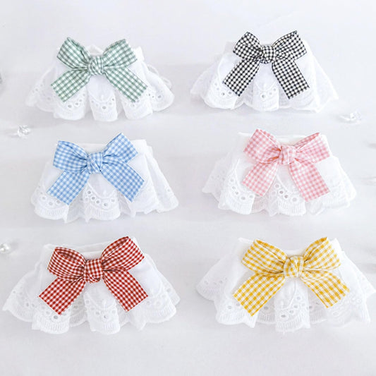 6PCS Pet Lace Bib, Sweet Cat Bandana with Bow, Cotton Dog Saliva Towel, Cute Round Neck Scarf for Kitty Puppy Extra Small Dog (Large)