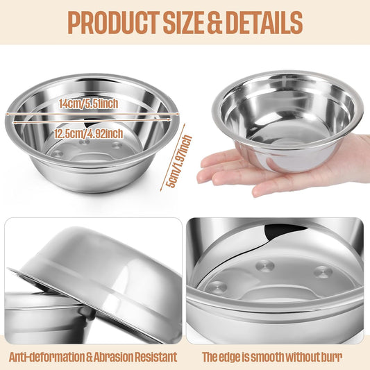 Zhehao 30 Pcs Dog Bowls Stainless Steel Bulk for Pet Puppy Cat, 10 oz