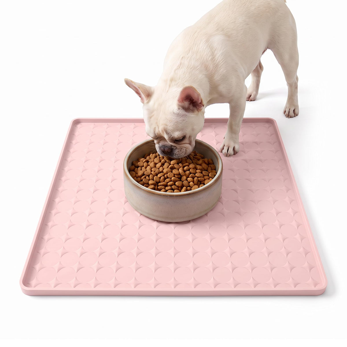Extra Large 34x22 Inch Machine Washable Silicone Pet Food Mat - Waterproof Dog & Cat Bowl Mat with Raised Edge, Non-Slip Floor Protector for Large Dogs, Multi-Pet Homes (Grey)