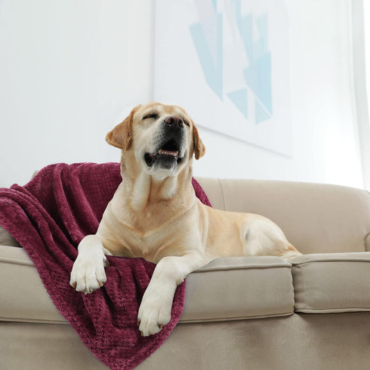 uxcell Fluffy Knitted Pet Blanket for Kitten Doggy 27x40 Burgundy
