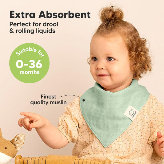 8-Pack Muslin Baby Bibs for Drooling, Teething Bandana Bibs 0-36M (Mirage)