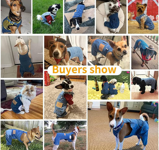 Dog Overalls for Medium Dogs Outfit French Bulldog Clothes Denim Dog Jeans