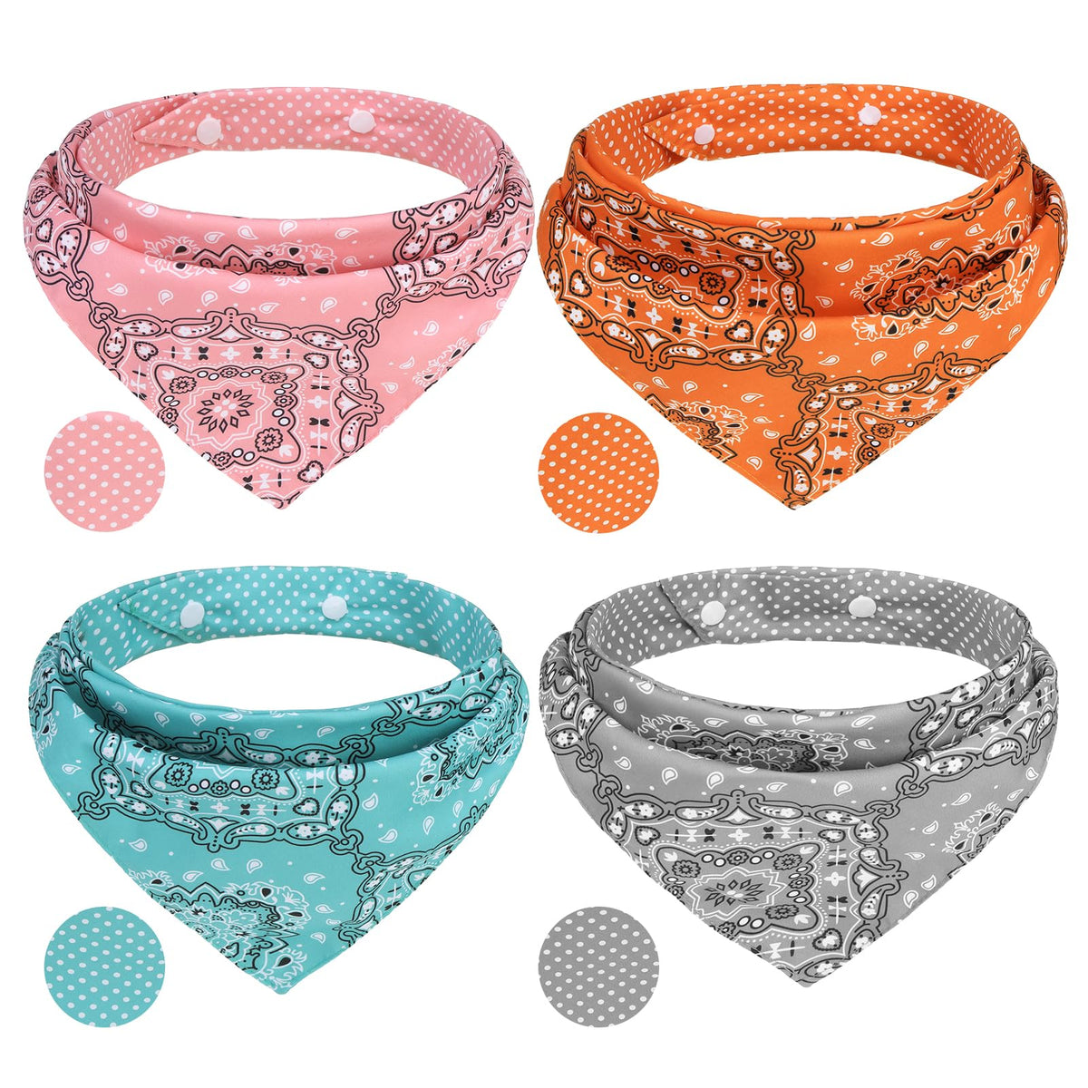 PAWCHIE Dog Bandanas Small Reversible Styles Pet Triangle Scarf Bibs - Adjustable with Two Snaps - Kerchief Set Accessories for Dogs, Puppy, Cats Red