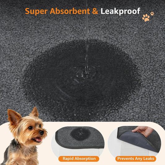 LOOBANI 2 Packs Extra Large Reusable Dog Mat for Floor, Non-Slip Washable Pee Pads for Dogs, Fast Absorbent Pet Whelping Pads, Puppy Playpen Mat for Incontinence, Housebreak, Crate, 36"x48", Gray