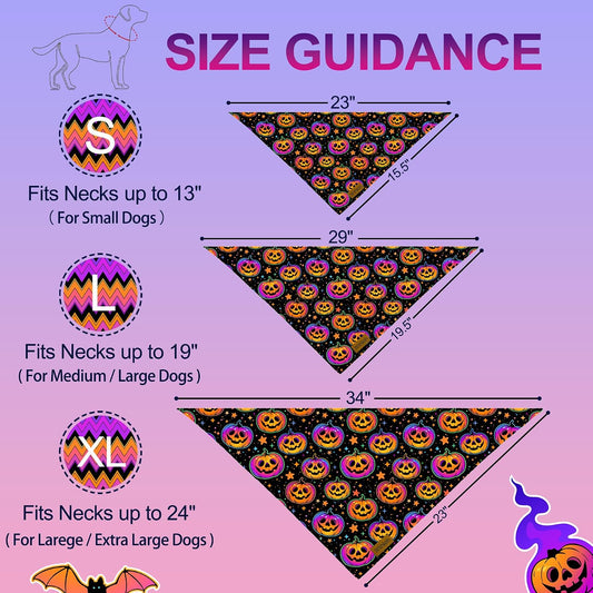 Halloween Dog Bandanas - 2 Pack Reversible Pumpkin and Bat Pet Scarf for Boys and Girls | Fall Dog Bibs | Premium Durable Fabric | Holiday Dog Bandana for Small and Medium Dogs (Small)