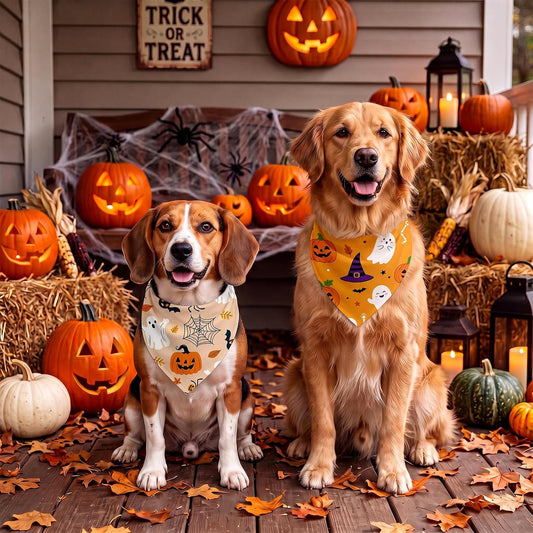 Chunful 120 Pcs Halloween Dog Bandanas Bulk for Charm Grooming Medium Pet