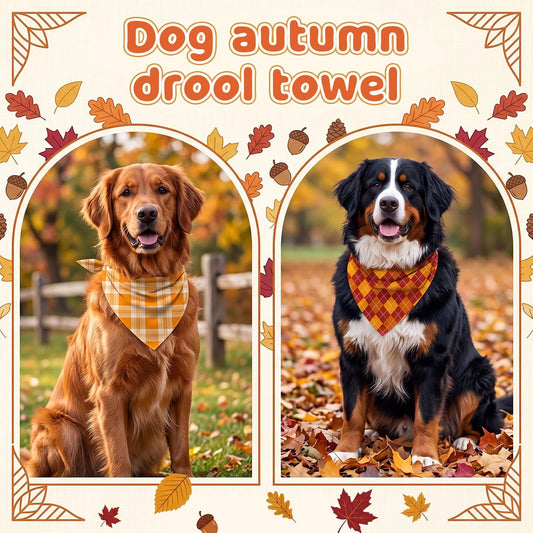 50 Pcs Fall Plaid Dog Bandanas Bulk Autumn Gingham Check Pattern
