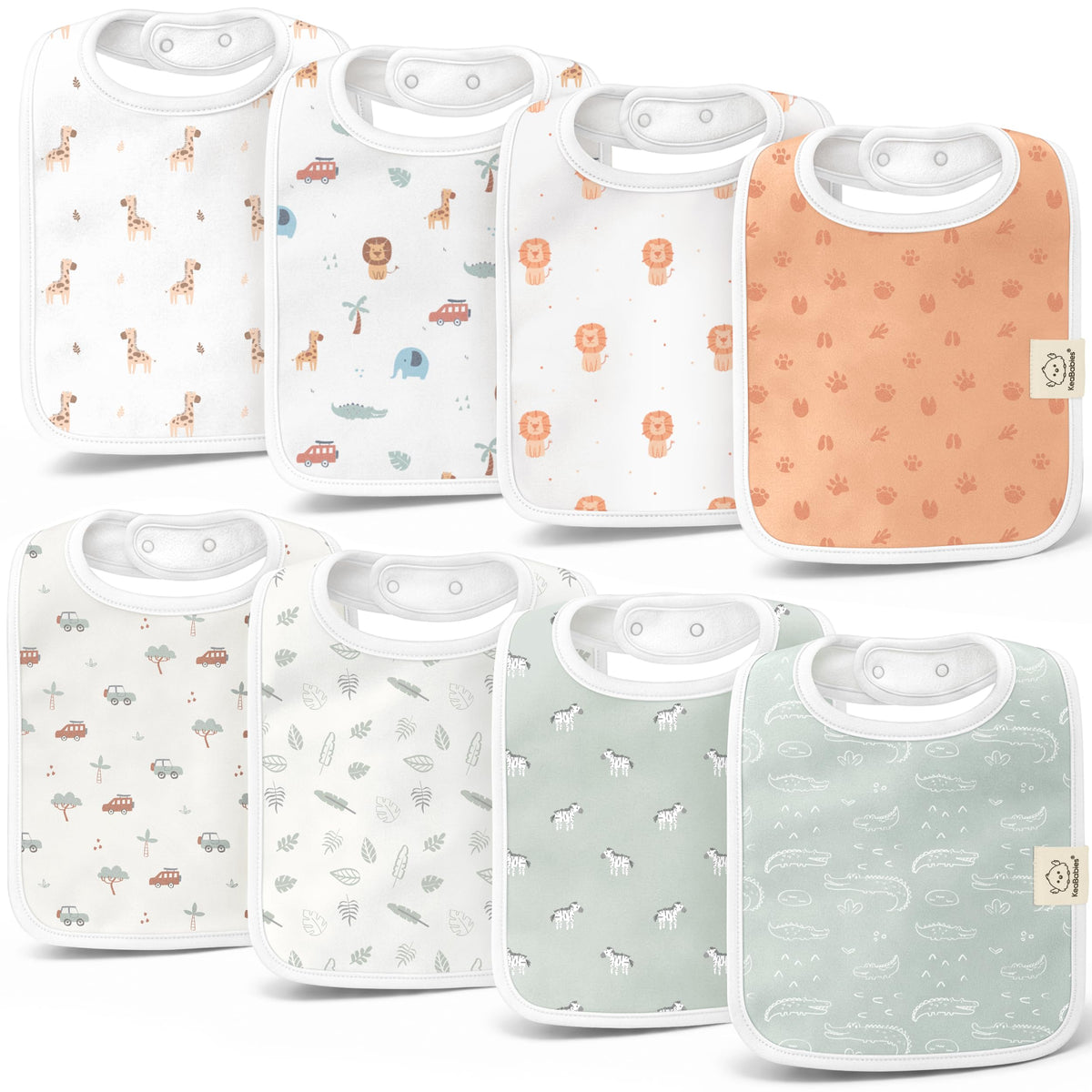 KeaBabies 8-Pack Organic Baby Bibs for Boys, Girls Drool Bibs (Dew)