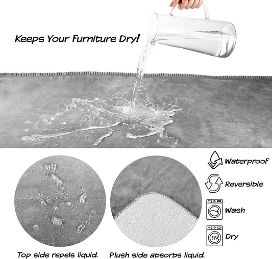 PETMAKER Waterproof Reversible Dog Blanket, Gray, 60” x 70”