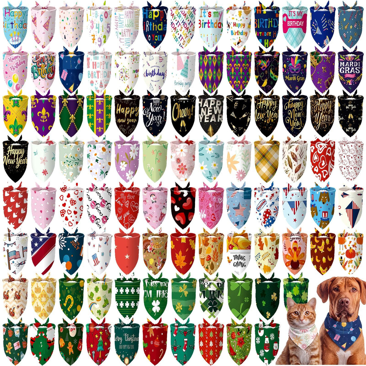 Huhumy 100 Pcs Paw Dog Bandanas Bulk Pet Paw Grooming Bandanas for Dogs