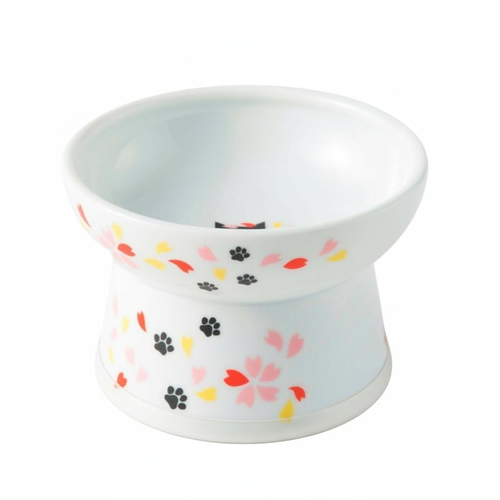 Necoichi Ceramic Elevated Cat Food Bowl, 15° Tilted (Cat, Extra Wide Tilted)