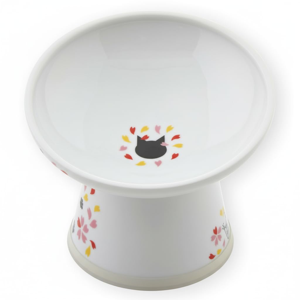 Necoichi Ceramic Elevated Cat Food Bowl, 15° Tilted (Cat, Extra Wide Tilted)