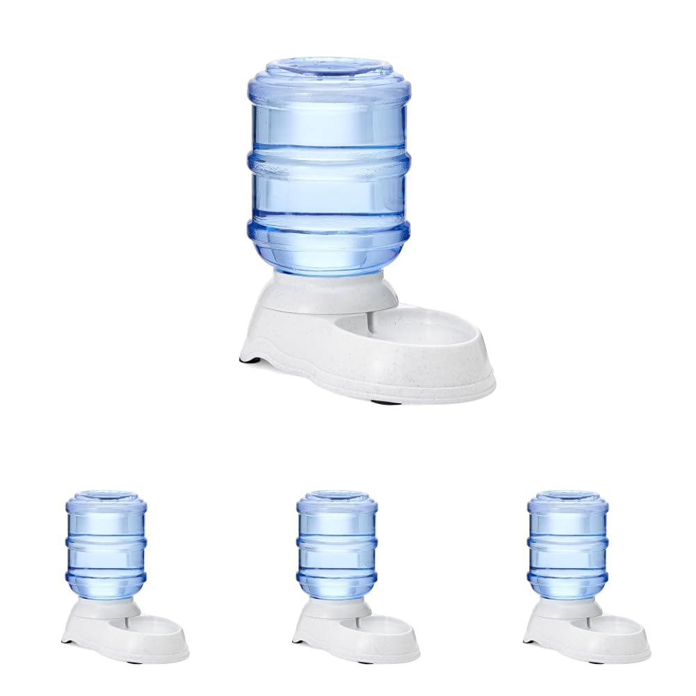Amazon Basics Gravity Pet Food Feeder for Dogs and Cats, Easy to Clean, Easy to Fill, Removable Lid, 152fl.oz Capacity, Small