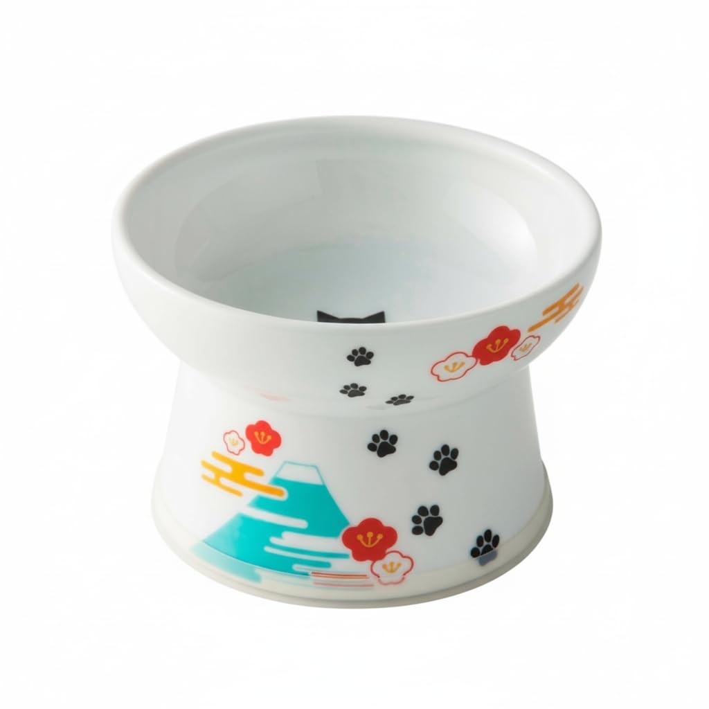 Necoichi Ceramic Elevated Cat Food Bowl, 15° Tilted (Cat, Extra Wide Tilted)