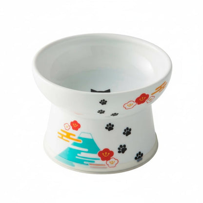 Necoichi Ceramic Elevated Cat Food Bowl, 15° Tilted (Cat, Extra Wide Tilted)