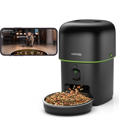 Automatic Cat Feeder, 3L Cat Food Dispenser with Anti-Jam Design, Over 180-day Battery Life, 1-6 Meals Per Day with Stainless Steel Cat Bowl, Keep Dry Food Fresh, Timed Pet Feeder Also for Small Dog