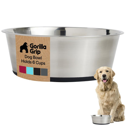 GORILLA GRIP Dog Bowls, Food Grade Stainless Steel, Set of 2, 2 Cup, Black