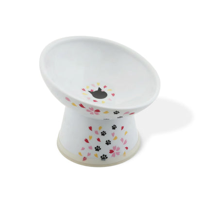 Necoichi Ceramic Elevated Cat Food Bowl, 15° Tilted (Cat, Extra Wide Tilted)