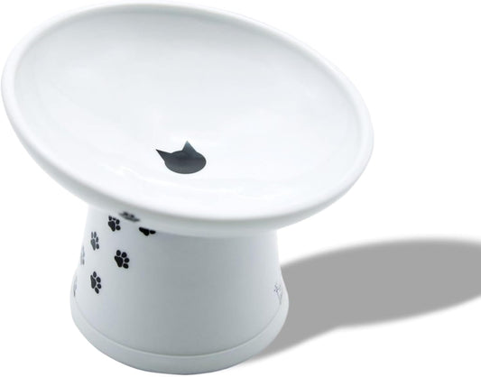Necoichi Ceramic Elevated Cat Food Bowl, 15° Tilted (Cat, Extra Wide Tilted)