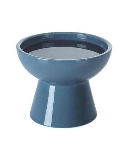 LoeJan Elevated Cat Food and Water Bowls Set, Extra Wide and Raised Ceramic Bowls, Anti-Vomit Whisker-Free Pressure Cat Feeder for Kittens to Adult Cats and Small Dogs (White, Water Bowl)