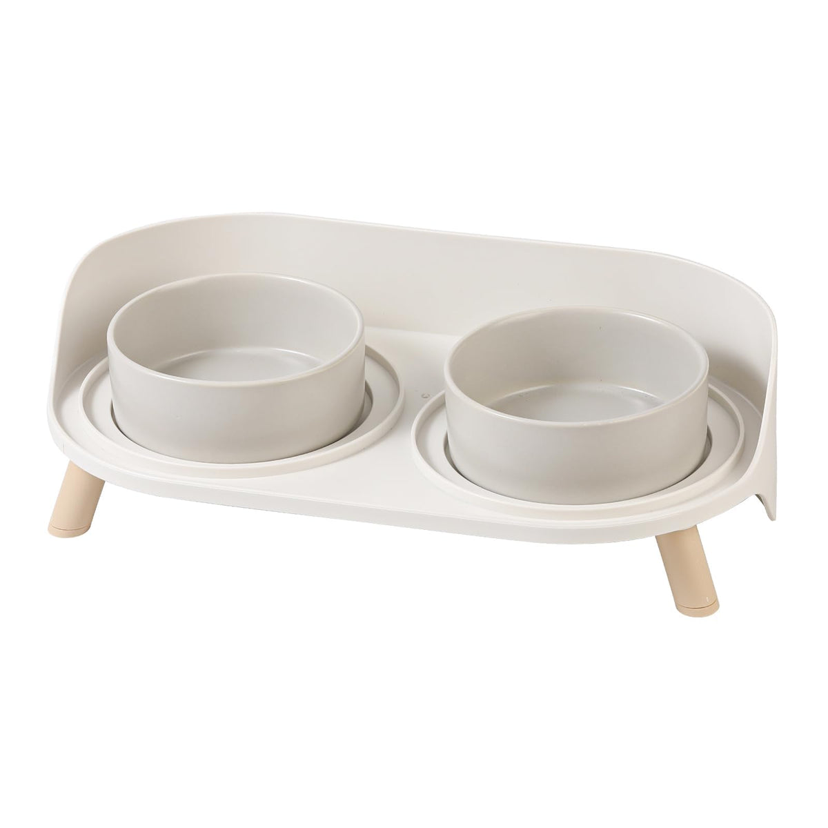 Elevated Ceramic Dog Bowl Set - Double Dog Feeding Bowls with Stand Splash Proof - Raised Dishes for Food and Water - Ideal for Small to Medium Dogs - 2 x 720 ml - 11.3 oz - White