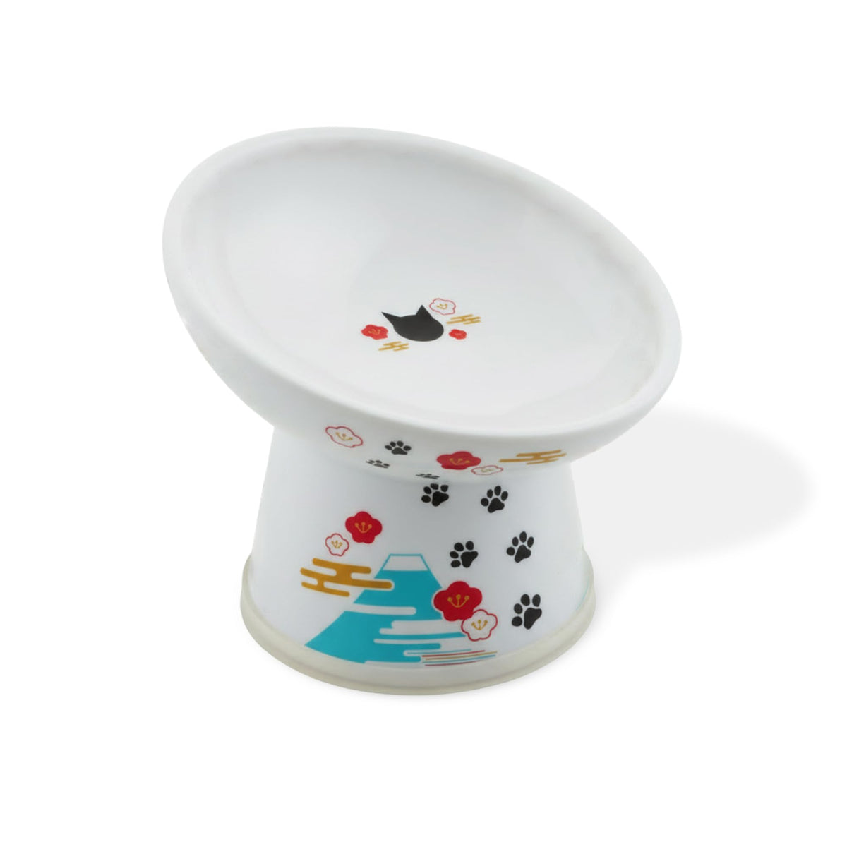 Necoichi Ceramic Elevated Cat Food Bowl, 15° Tilted (Cat, Extra Wide Tilted)
