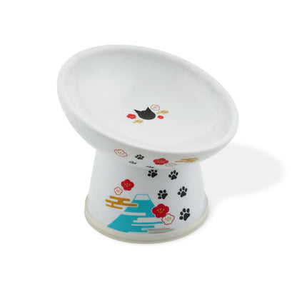 Necoichi Ceramic Elevated Cat Food Bowl, 15° Tilted (Cat, Extra Wide Tilted)