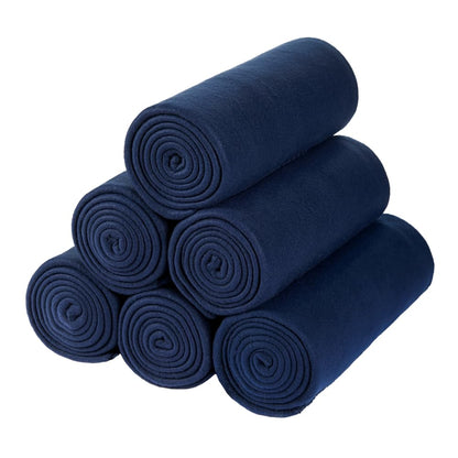 CAI TENG Fleece Throw Blankets Lightweight Warm for Soft Cozy Pet-Friendly Bulk Fleece Blanket Solid for Home, Bed, Sofa, Dorm, Office, Gifts, Outdoor (Black, Pack of 6-50 x 60 inch)
