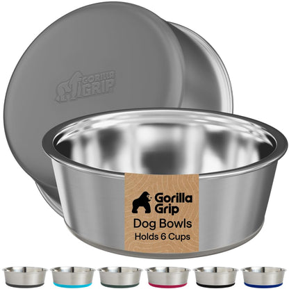 GORILLA GRIP Dog Bowls, Food Grade Stainless Steel, Set of 2, 2 Cup, Black