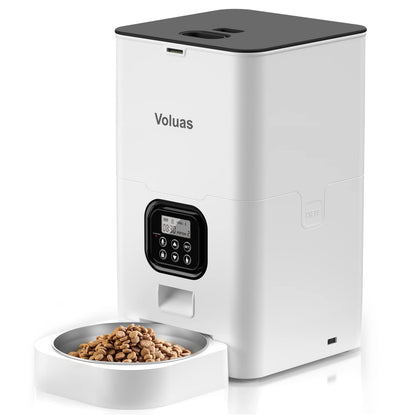 VOLUAS Automatic Cat Feeder, 4L Timed Dry Food Dispenser for Cats & Dogs