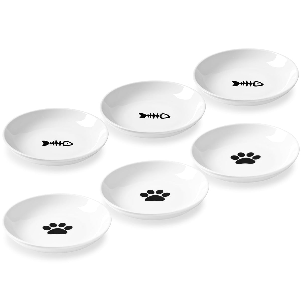 Ceramic Cat Bowls, 2 Pack - Raised, Whisker Friendly, Anti-Vomiting Cat Food Plates - Hygienic, Secure Material, Elegant Stand, 10 oz, for Indoor Cats & Kittens