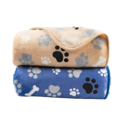 Dog Blanket 2 Pack Soft Flannel Pet Blanket for Dogs & Cats, Cozy Puppy Blanket for Couch Bed Crate, Washable Paw Print Throw 40 * 30 Inch Grey&Brown