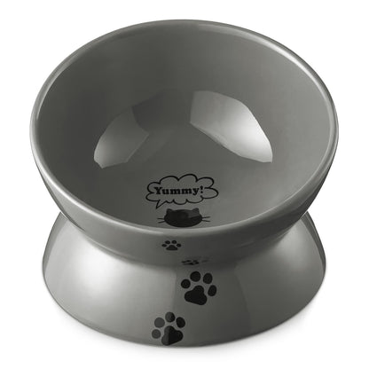 Y YHY Cat Bowl Anti Vomiting, Raised Food Bowls, Tilted Elevated Bowl, Ceramic Pet Food Bowl for Flat Faced Cats, Small Dogs, Protect Pet's Spine, Dishwasher Safe (5 Inches, White)