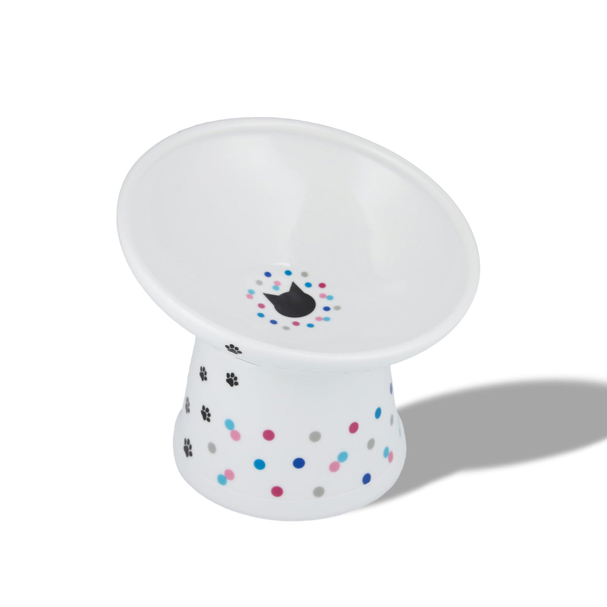 Necoichi Ceramic Elevated Cat Food Bowl, 15° Tilted (Cat, Extra Wide Tilted)