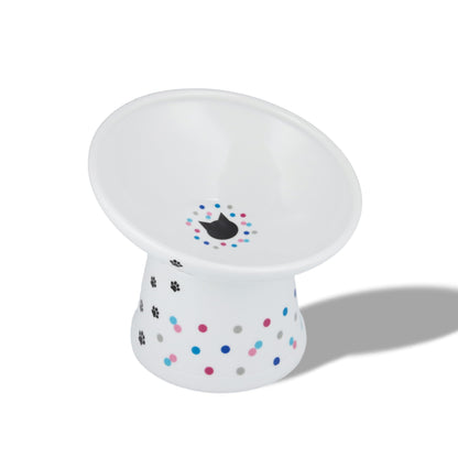 Necoichi Ceramic Elevated Cat Food Bowl, 15° Tilted (Cat, Extra Wide Tilted)