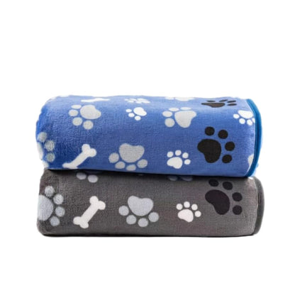 Dog Blanket 2 Pack Soft Flannel Pet Blanket for Dogs & Cats, Cozy Puppy Blanket for Couch Bed Crate, Washable Paw Print Throw 40 * 30 Inch Grey&Brown