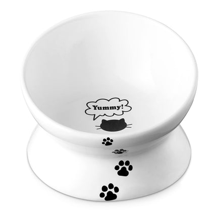 Y YHY Cat Bowl Anti Vomiting, Raised Food Bowls, Tilted Elevated Bowl, Ceramic Pet Food Bowl for Flat Faced Cats, Small Dogs, Protect Pet's Spine, Dishwasher Safe (5 Inches, White)
