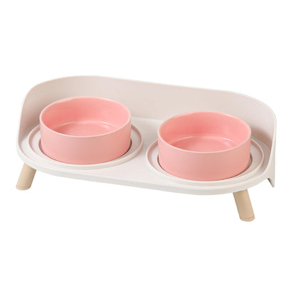 Elevated Ceramic Dog Bowl Set - Double Dog Feeding Bowls with Stand Splash Proof - Raised Dishes for Food and Water - Ideal for Small to Medium Dogs - 2 x 720 ml - 11.3 oz - White