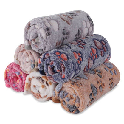 BVAGSS 6 Pack Small Dog Blanket, Super Soft Warm Pet Cover Blankets, Paw Print Puppy Fleece Flannel Blanket for Small Medium Dogs and Cats MW003