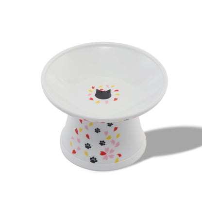 Necoichi Ceramic Elevated Cat Food Bowl, 15° Tilted (Cat, Extra Wide Tilted)