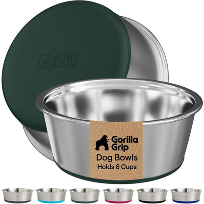 GORILLA GRIP Dog Bowls, Food Grade Stainless Steel, Set of 2, 4 Cup, Black
